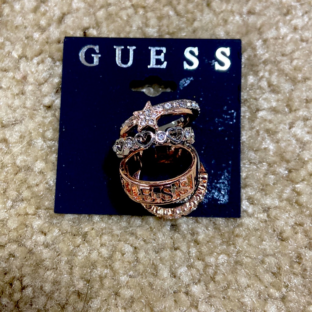 New Guess Stackable Gemstone Star Heart Love Logo Rings Mother’s Day Easter Gift